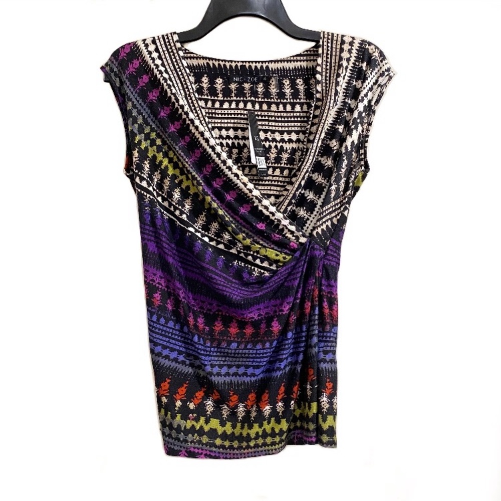 Nic + Zoe Aztec Print Colorful Sleeveless Shirt XS